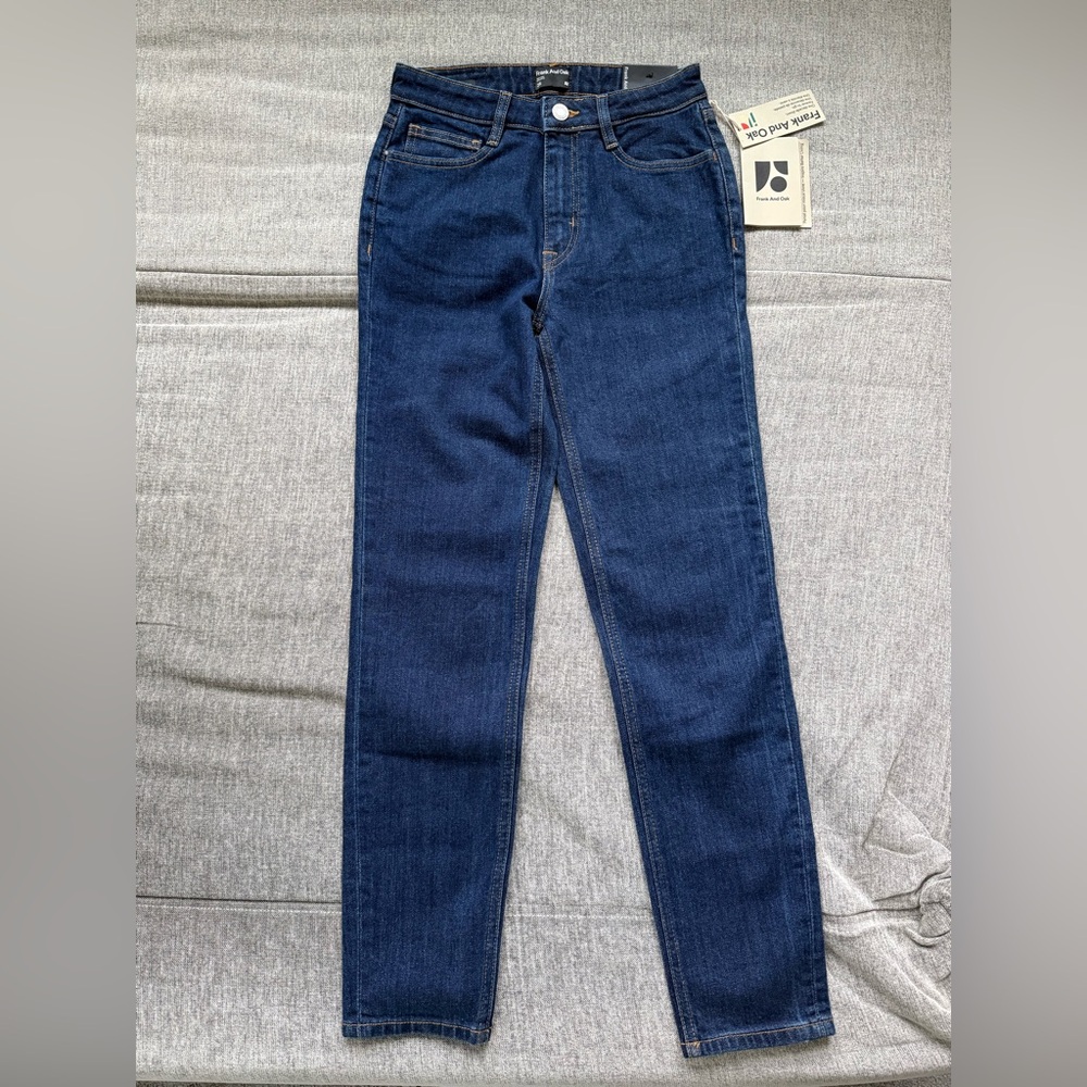 New Frank & Oak med blue Denim Women Jeans pants 25 Kim slim skinny high rise XS
